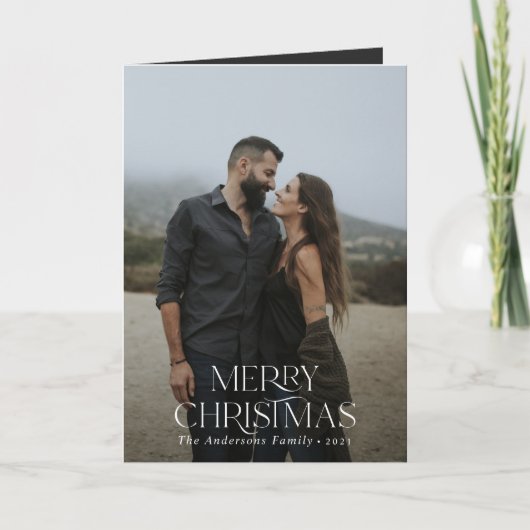 クリスマス2写真植物性フローラ折り畳み休日 カード (正面)