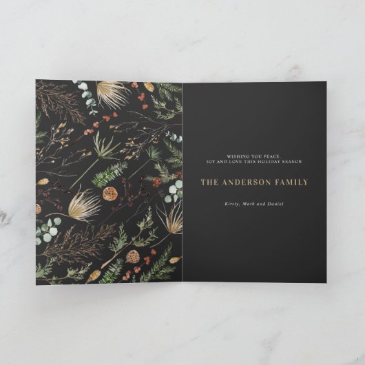 クリスマス2写真植物性フローラ折り畳み休日 カード (内部)