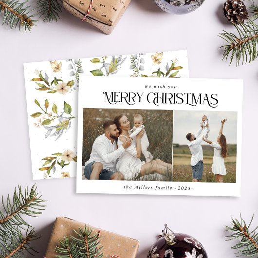 クリスマス2写真水彩冬季植物宝庫 シーズンカード