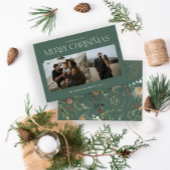 クリスマス2写真水彩植物セージ緑 シーズンカード