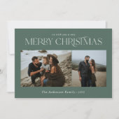 クリスマス2写真水彩植物セージ緑 シーズンカード (正面)