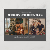 クリスマス2写真水彩植物性フローラホリ シーズンポストカード (正面)