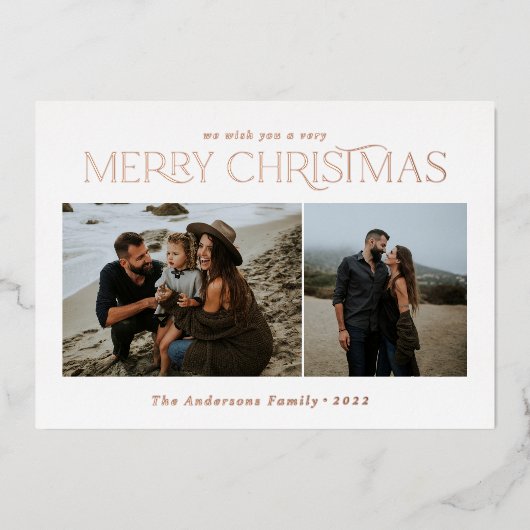 クリスマス2写真水彩植物性フローラ箔 箔シーズンカード (正面)