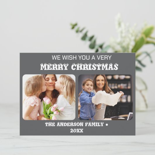 クリスマス2写真水彩植物性フローラ シーズンカード (スタンド正面)