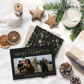 クリスマス2写真水彩植物性フローラ 箔シーズンカード