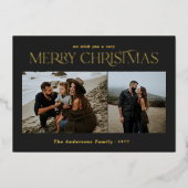 クリスマス2写真水彩植物性フローラ 箔シーズンカード (正面)