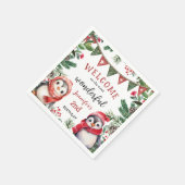 クリスマス2回目の誕生日かわいいペンギン冬のパーティー スタンダードカクテルナプキン (角)