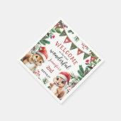 クリスマス2回目の誕生日かわいい冬のリス スタンダードカクテルナプキン (角)