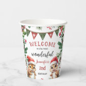 クリスマス2回目の誕生日かわいい冬のリス 紙コップ (裏面)