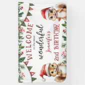 クリスマス2回目の誕生日パーティーかわいいリス 横断幕 (縦)