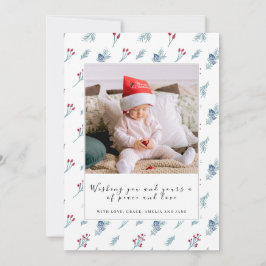 クリスマス2枚組フォトコラージュ家族のホリデーカード 招待状