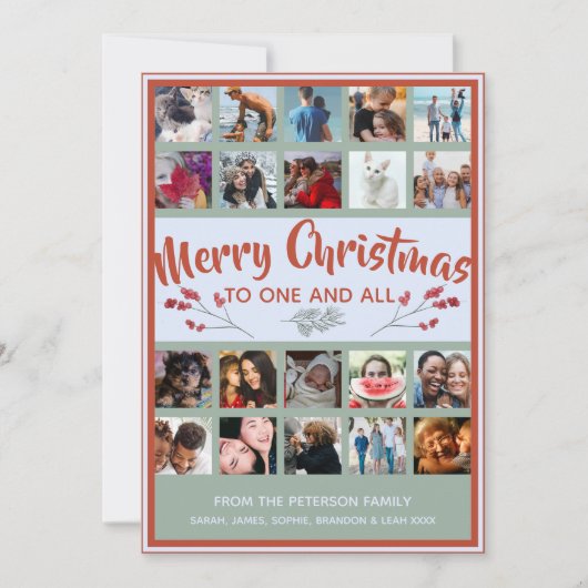 クリスマス20枚の写真コラージュ 葉 シーズンカード (正面)
