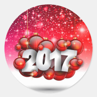 クリスマス2017年および新年の挨拶状 ラウンドシール
