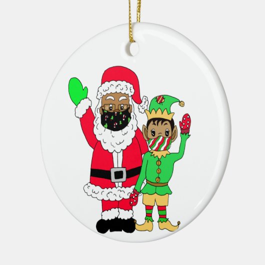 クリスマス2020エスニックサンタを覚えて顔マスク セラミックオーナメント (左)