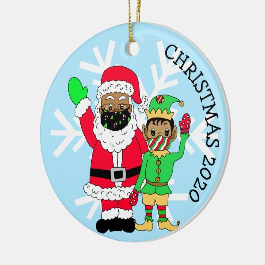 クリスマス2020エスニックサンタを覚えて顔マスク セラミックオーナメント (左)