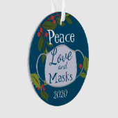 クリスマス2020平和の愛とマスク オーナメント (正面)