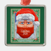クリスマス2020年サンタクロース仮面 メタルオーナメント (正面)