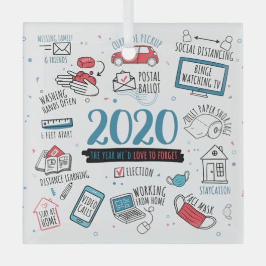 クリスマス2020年記念パンデミック ガラスオーナメント (正面)