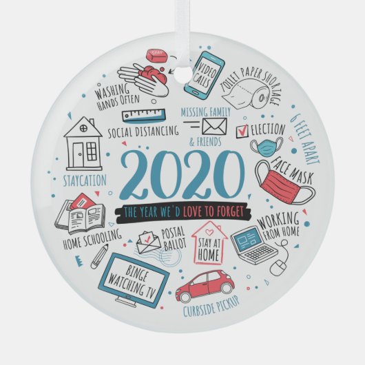 クリスマス2020年記念検疫活動 ガラスオーナメント (正面)