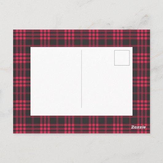 クリスマス2020 | おもしろい顔マスクとタータンチェック4写真 ポストカード (裏面)