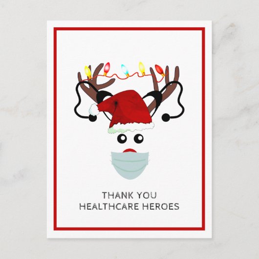 クリスマス2020 Thank You Healthcare Heroesホリデー ポストカード (正面)