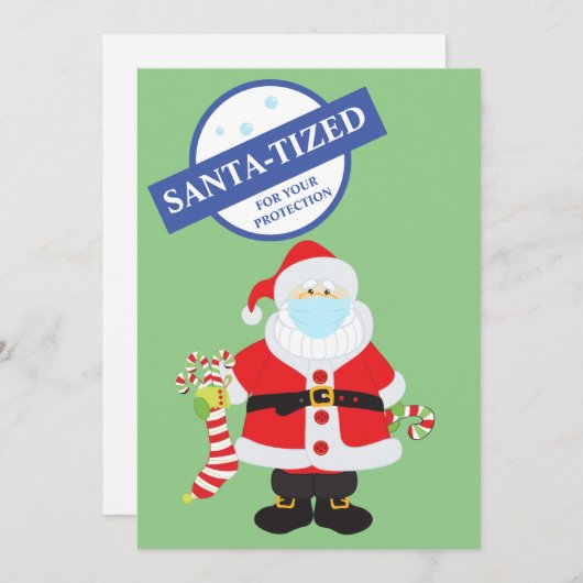 クリスマス2021サンタタイズのサンタ顔マスクユーモア シーズンカード (正面/裏面)