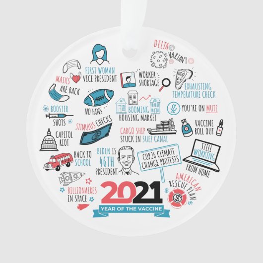 クリスマス2021ワクチン年の休暇の記念 オーナメント (正面)