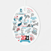 クリスマス2021ワクチン年休日記念 メタルオーナメント (正面左)