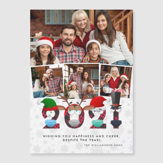 クリスマス2021年かわいい間抜け顔のマスク&プレイド写真 (正面)