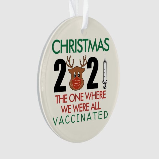 クリスマス2021我々が予防接種をしたおもしろい1 オーナメント (正面)