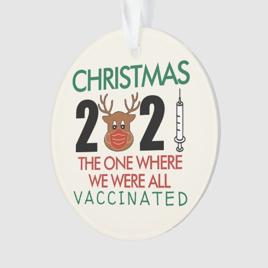 クリスマス2021我々が予防接種をしたおもしろい1 オーナメント (正面)