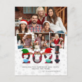 クリスマス2021 | 不機嫌おもしろいな顔マスク4枚の写真 ポストカード (正面)