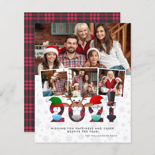 クリスマス2021 |予算おもしろいマスク&4枚の写真プレイド (正面/裏面)