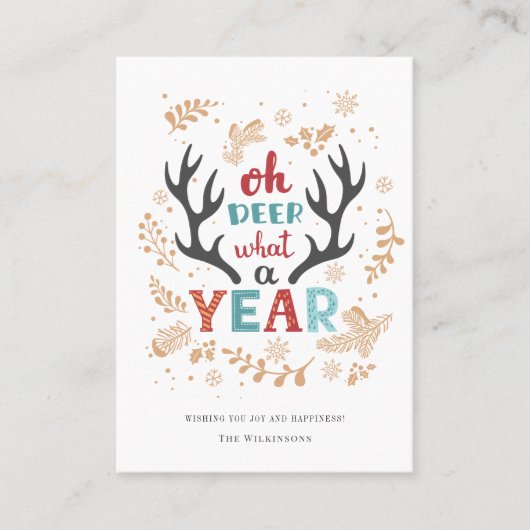クリスマス2021 Oh Deer What A Year Holiday Card 名刺 (正面)