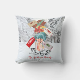 クリスマス2022そりとギフト名シックモダン付き クッション