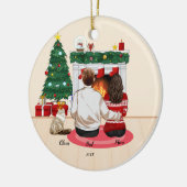 クリスマス2022パーソナライズ家族ママパパ猫セラ セラミックオーナメント (左)