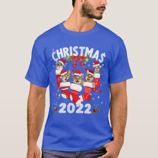 クリスマス2022 ネコ クリスマス ストッキング ファミリー Tシャツ