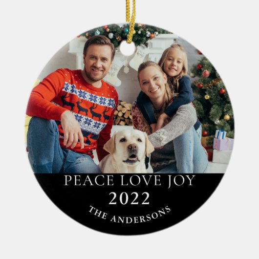 クリスマス2022 2の2枚の写真オーナメント セラミックオーナメント (正面)