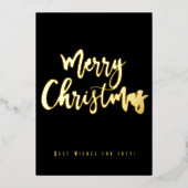 クリスマス2023年おめでとう エレガントなブラックとゴールド 箔シーズンカード (正面)