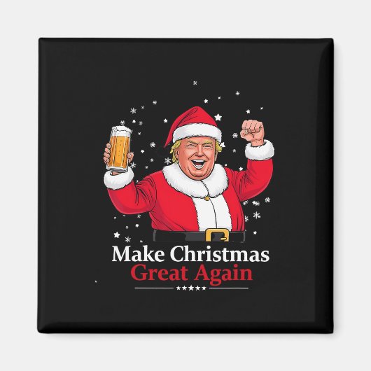 クリスマス2024おもしろいトランプ&アンプ;ビールMake Christm マグネット (正面)
