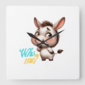 クリスマス2024の愛らしいロバ – 完璧な贈り物 スクエア壁時計 (正面)