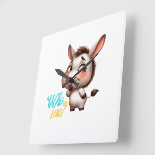 クリスマス2024の愛らしいロバ – 完璧な贈り物 スクエア壁時計 (傾斜)