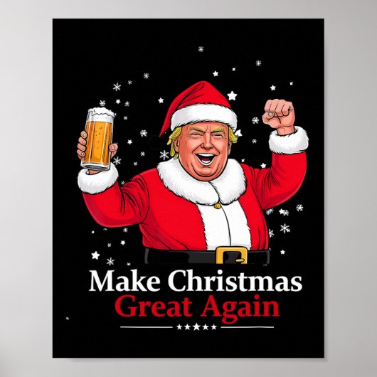 クリスマス2024トランプおもしろいとビールがクリスマスを作る ポスター (正面)