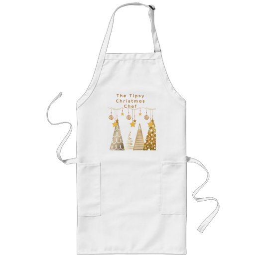 クリスマス2025年予測できな木とバウブルPJ ロングエプロン (正面)
