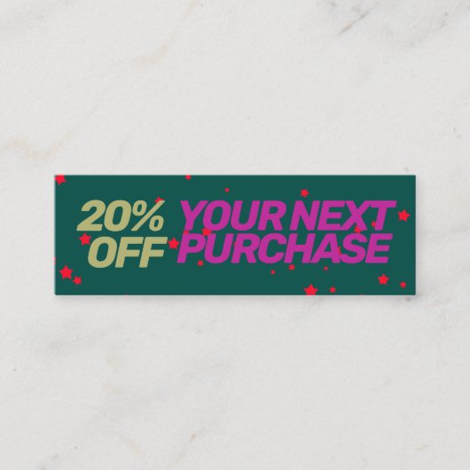 クリスマス20%オフ顧客割引クーポン スキニー名刺 (正面)