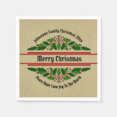 クリスマス20xxホリーに一致する名前文字の編集 スタンダードカクテルナプキン (正面)