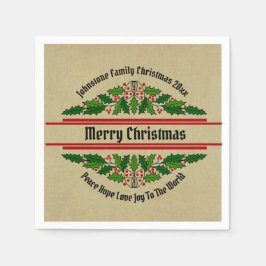 クリスマス20xxホリーに一致する名前文字の編集 スタンダードカクテルナプキン
