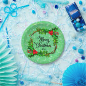 クリスマス20xxホリーレッドベリーモダングリーン7" ペーパープレート (パーティー)