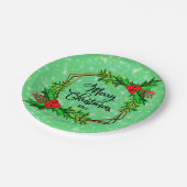 クリスマス20xxホリーレッドベリーモダングリーン7" ペーパープレート (アングル)