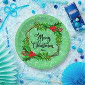 クリスマス20xxホリーレッドベリーモダングリーン9" ペーパープレート (パーティー)